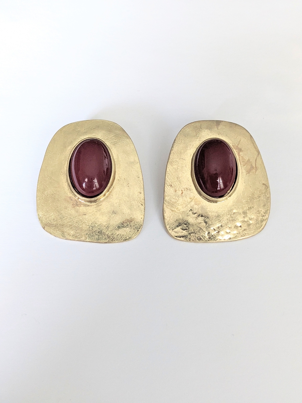 Plum Cabochon Statement Earrings